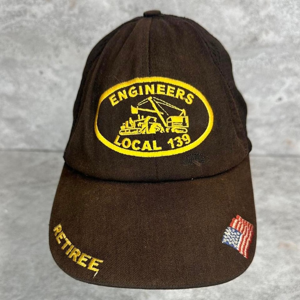 Brown and yellow embroidered cap with‎ a vintage vibe cap